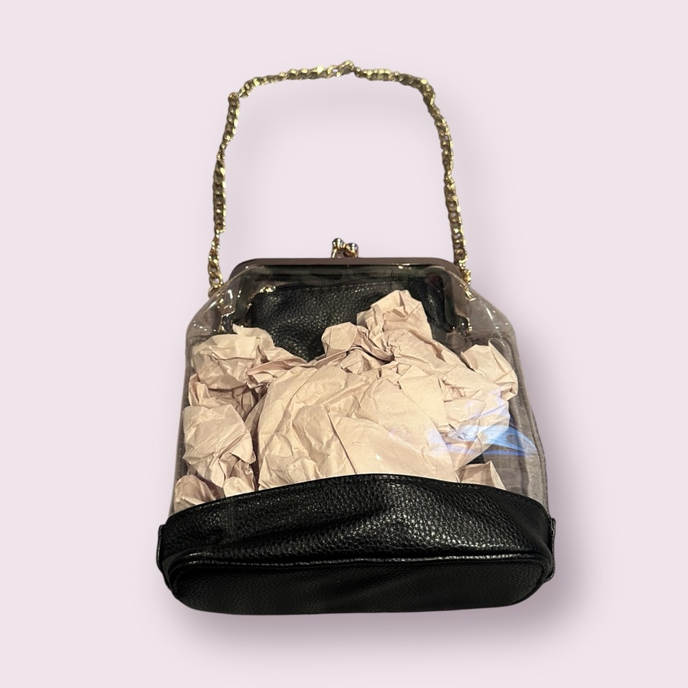 Chic Transparent Black Handbag With Chain Strap